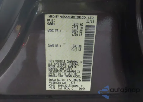 2014 Nissan Altima 2.5 S from USA, damaged, VIN 1N4AL3AP3EC153086
